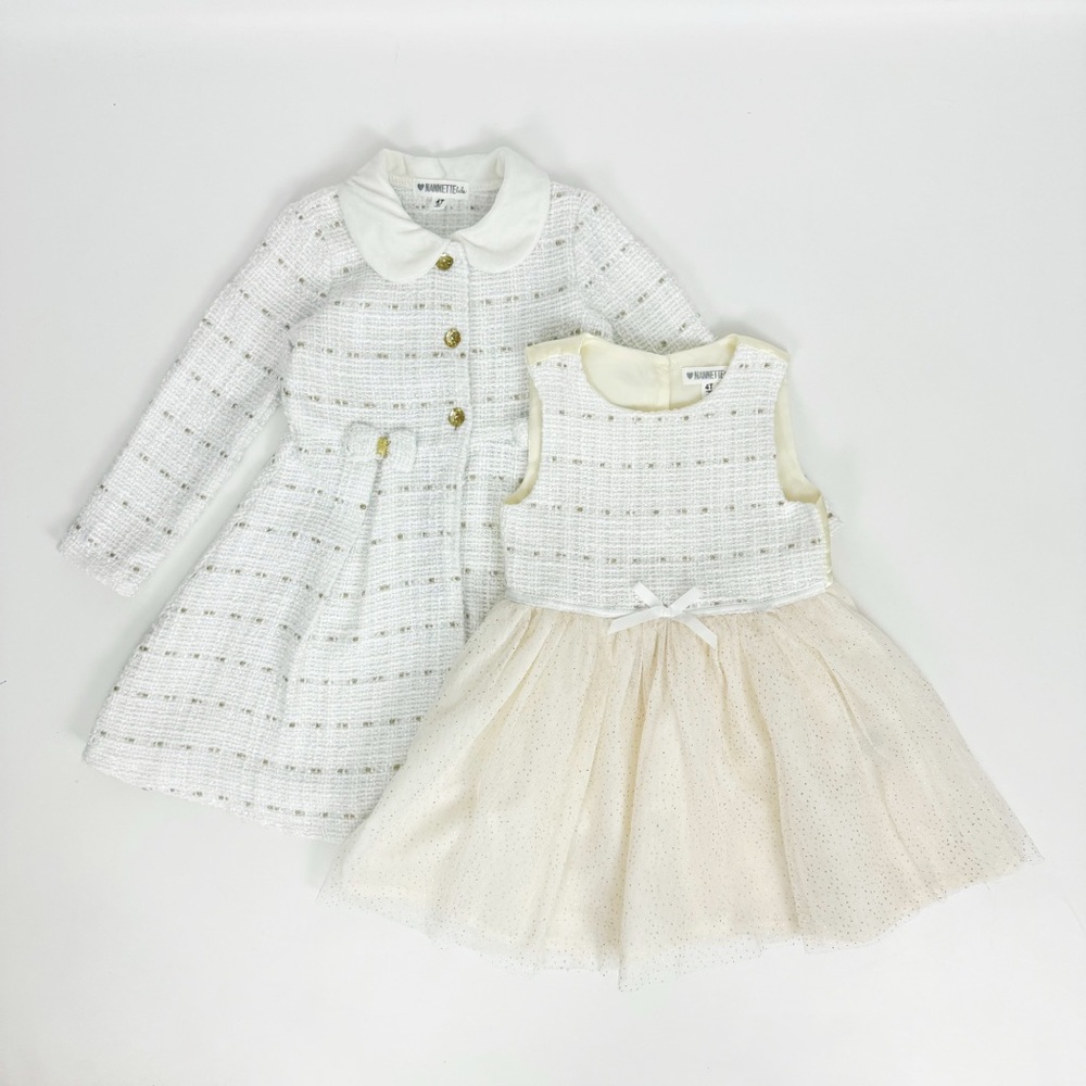 Nanette Kids Tulle Dress & Bouclé Swing Coat 2-Piece Set | 4T